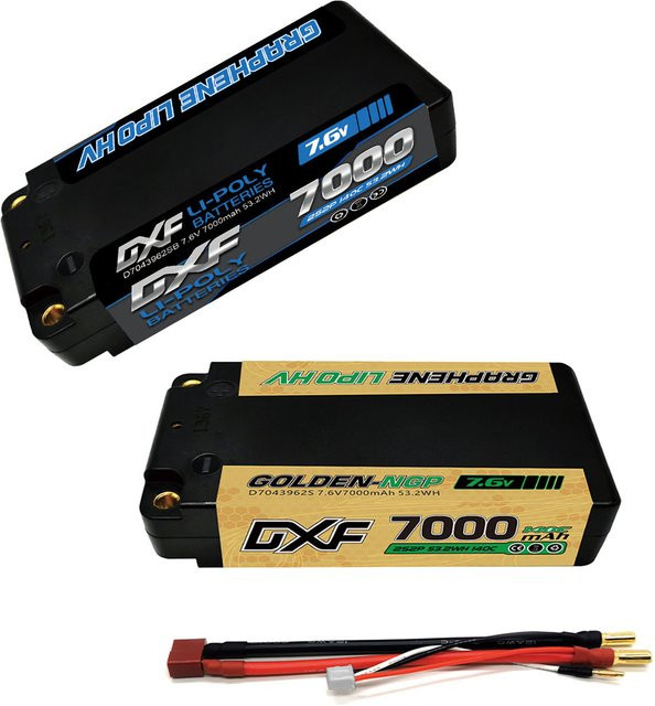 DXF 2S Shorty Lipo Akku 7,6V 140C 7000mAh 5mm T Plug Hardcase - Bild 1