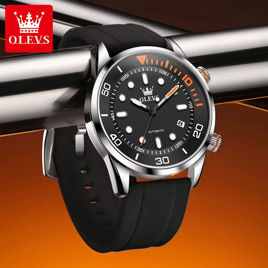 OLEVS Armbanduhr Automatik, Silikonarmband, Grün, Herren - Bild 3