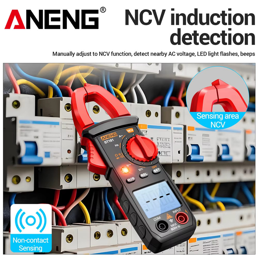 ANENG Elektriker Kit ST181+VD807 mit Zangenmessgerät Multimeter und NCV Spannungsprüfer in Schwarz - Bild 5