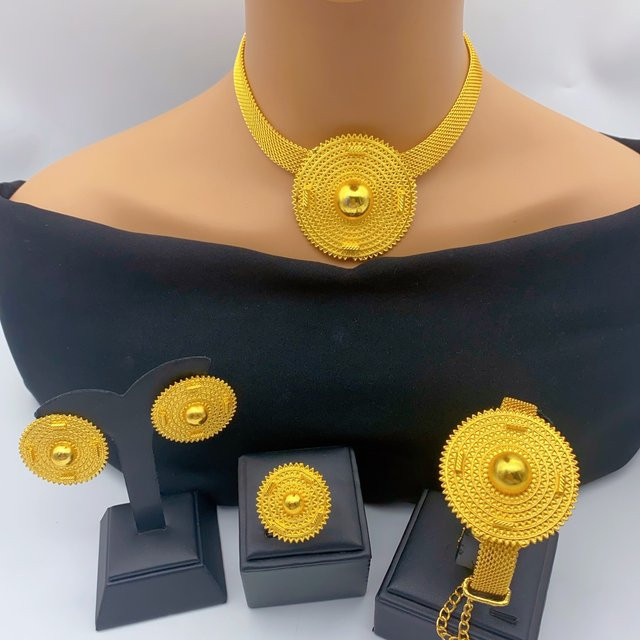 Schmuck-Set Halskette, Ohrringe, Gold, Damen - Bild 1
