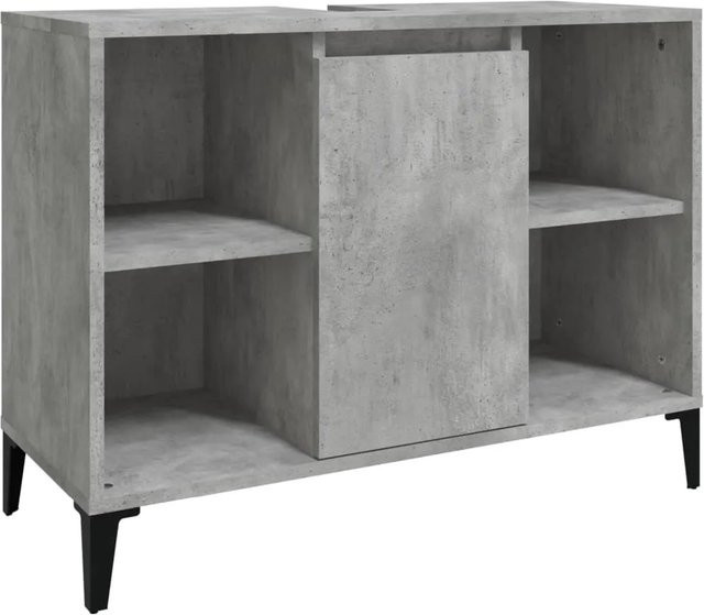 vidaXL Waschbeckenunterschrank in Betongrau aus Holzwerkstoff und Metall, B/T/H: 80 x 33 x 60 cm - Bild 1