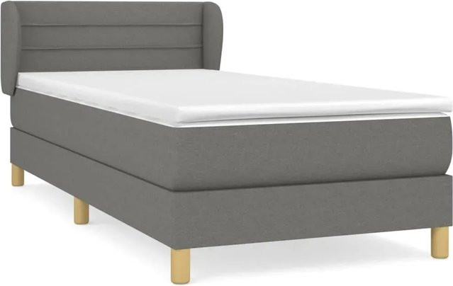 vidaXL Boxspringbett Hybrid mit Matratze Dunkelgrau B/T/H: 90 x 200 x 88 cm - Bild 1