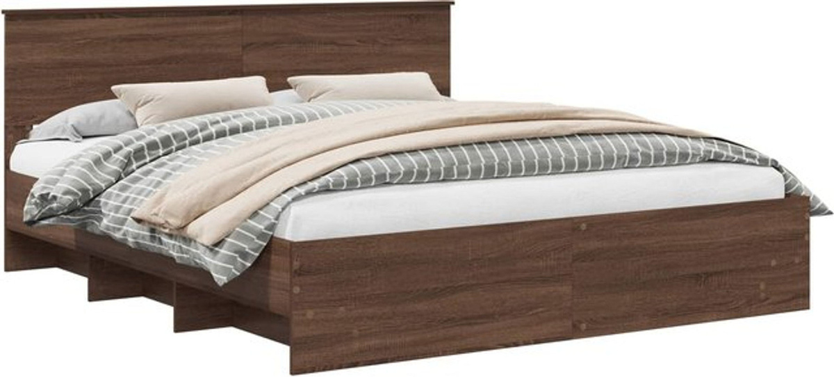 Modernes Bettgestell aus Holzwerkstoff von vidaXL in Braun, B/T: 200 x 200 cm - Bild 1