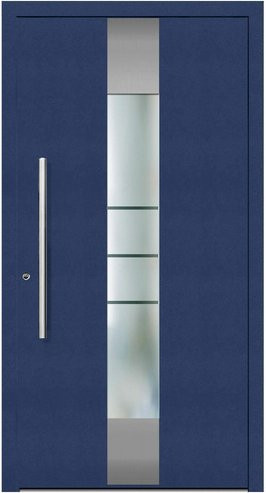 KNOCK Aluminium-Haustür Terra Nova in Stahlblau mit Glaseinsatz, modern, RC2, B: 100,0 cm, H: 200,0 cm - Bild 1