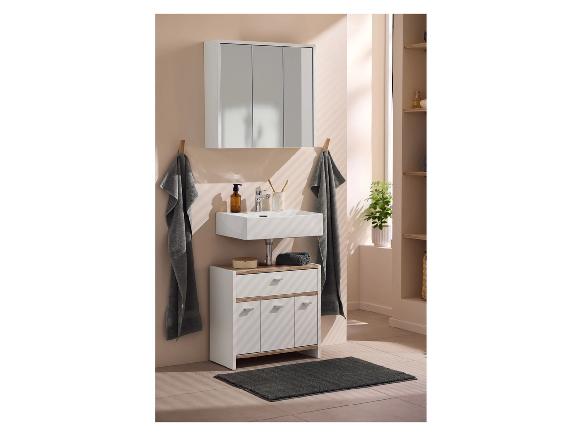 LIVARNO Spiegelschrank Boston in Weiß mit Glastüren und Regalböden, B/T/H: 60 x 16,2 x 65 cm - Bild 2