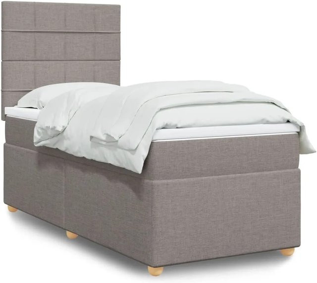 vidaXL Boxspringbett Hybrid mit Matratze und Taschenfederkern, Farbe: Taupe/Beige/Grau, B/T/H: 90 x 200 cm - Bild 1
