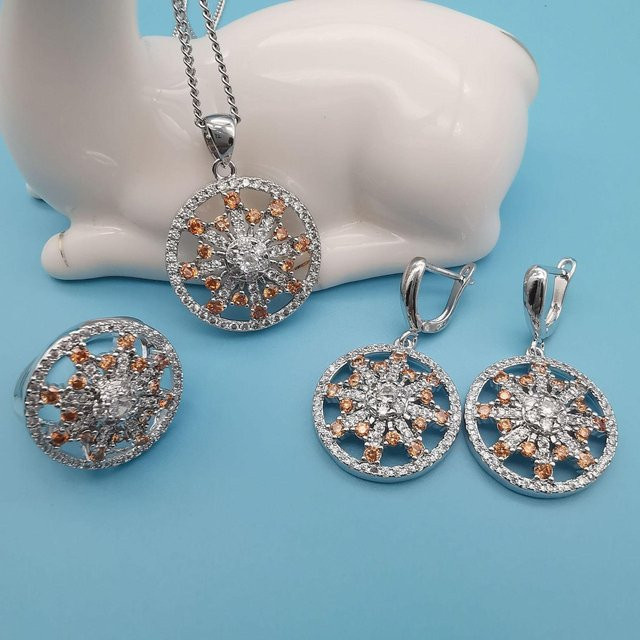 YIRAN Jewelry Schmuckset, Kupfer, Mehrfarbig, Diamant, Zirkonia, Damen - Bild 1