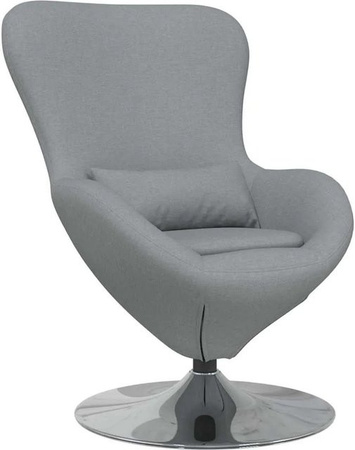 vidaXL Eiersessel Hellgrau mit Armlehnen und 360 Grad Drehsitz B: 63 cm, T: 73 cm, H: 90 cm