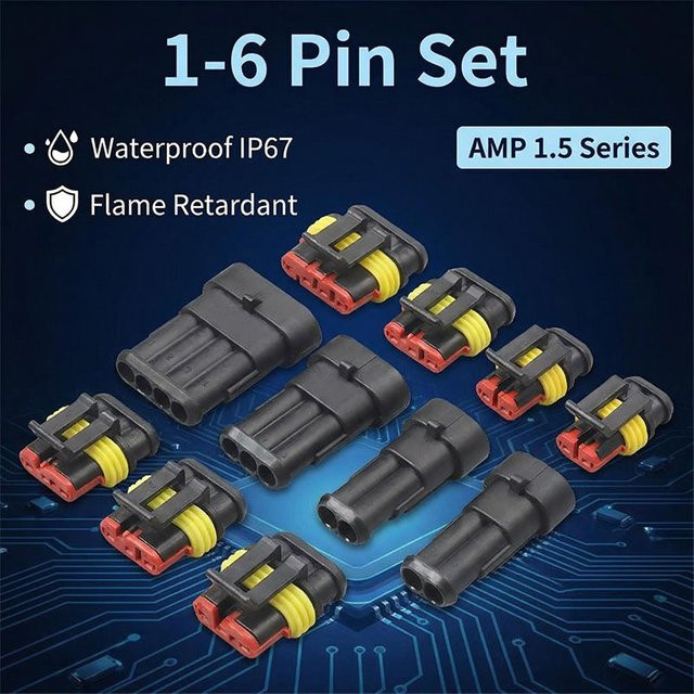 AMP Wasserdichte Kfz-Steckverbinder Serie 1,5 Elektrische Stecker-Buchse-Kabelverbinder mit 1 bis 6 Pin - Bild 1
