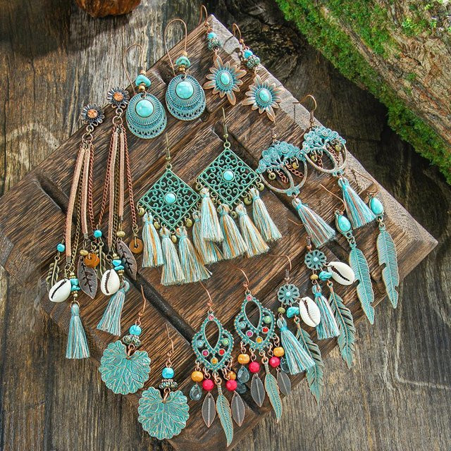 Lucky Star Jewelry Hängeohrringe, Messing, Bunt, Damen, Vintage - Bild 1