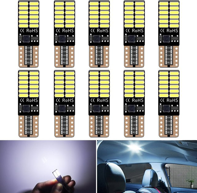 Neallor 10er Set W5W T10 LED Autolampen Canbus 4014 SMD 6000K Cool White für Innenraum, Dome, Leselicht und Kennzeichen Kennzeichenbeleuchtung 12V - Bild 1