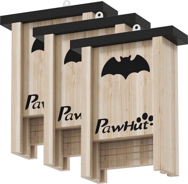 PawHut 3er-Set Fledermauskasten aus Tannenholz in Natur, Nistkasten zum Aufhängen für Garten und Obstplantagen, B/T/H: 18 x 6 x 22,5 cm - Bild 1