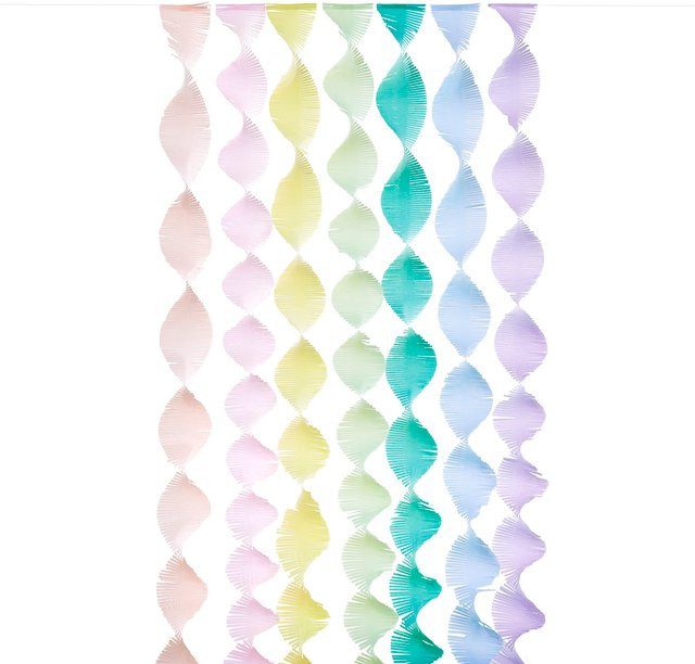 Rico Design Krepp-Girlande gedreht in Regenbogen Pastell Mix für deine Party - Bild 1