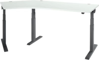 Schäfer Shop Select Winkelschreibtisch ERGO-T 2.0, elektrisch höhenverstellbar, 135 Grad Winkel links, T-Fuß, Breite: 218,5 cm, lichtgrau/anthrazit - Bild 1