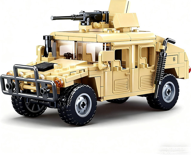 Monkey Man Militär Serie H1 Fahrzeug Tank Bausteine Set mit 265 Teilen in Grau und Beige - Bild 1