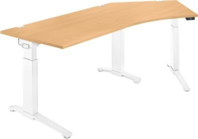 Schäfer Shop Genius ERGOSTYLE S Eckschreibtisch elektrisch höhenverstellbar, Buche/weiß, B: 216,5 cm, T: 80 cm, H: 71,5-118,2 cm - Bild 1