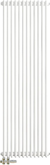 AICA Traditioneller 2-Spalten-Heizkörper im Gusseisenstil, Weiß, B: 180 cm, H: 56 cm - Bild 1