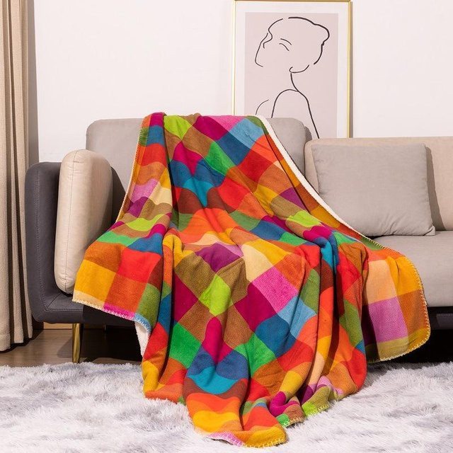 Ashwood Apparel Korallfleece-Decke in Rot mit Karomuster, verdickte Doppelschicht Sherpa-Überwurfdecke, B x H: 75 x 95 cm - Bild 1
