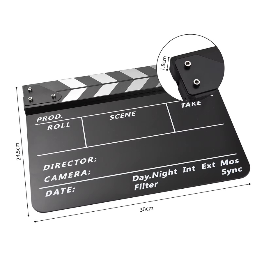 Acryl Film Clapperboard für Regisseure in Schwarz und Weiß zum Beschreiben - Bild 2
