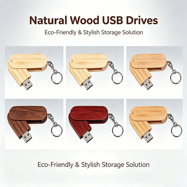 JASTER USB-Stick aus Ahorn- und Walnussholz mit Schlüsselanhänger, braun, USB 2.0 Speicherstick - Bild 1