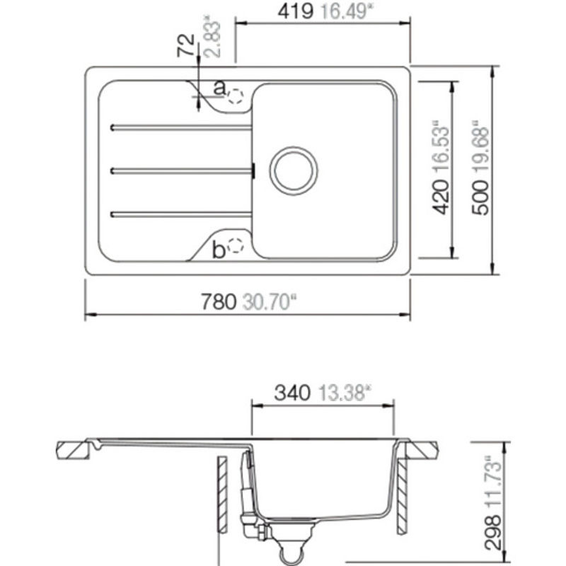 Schock Küchenspüle Formhaus D-100S Onyx aus Granit-Komposit in Grau, B/T: 78 x 50 cm - Bild 2