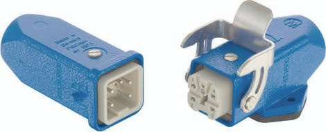 HARTING Steckverbinder-Set 10360040008 in Blau mit 4 + PE Polen - Bild 1