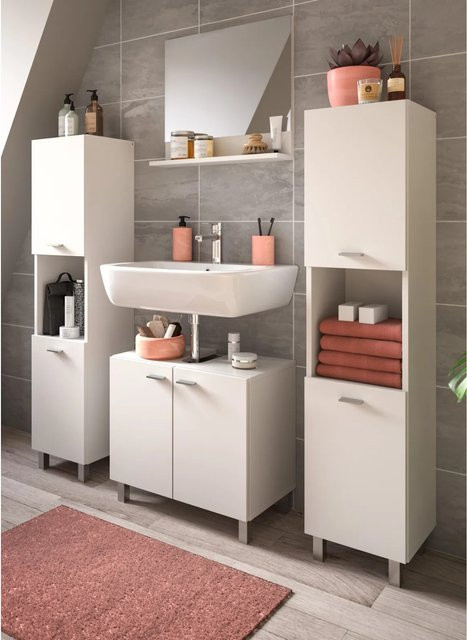 Inn.Furn Badmöbel-Set Lowell 4-teilig Weiß Matt mit Spiegelschrank und Waschtischunterschrank, B: 137 cm - Bild 1