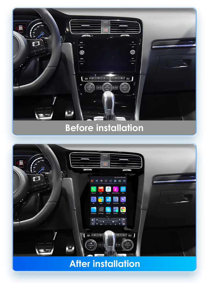 Hizpo Android Autoradio für Volkswagen Golf 7 2014-2018 mit 9,7 Zoll Tesla Style vertikalem Bildschirm, Carplay, GPS, 4G und Bluetooth in Schwarz - Bild 2