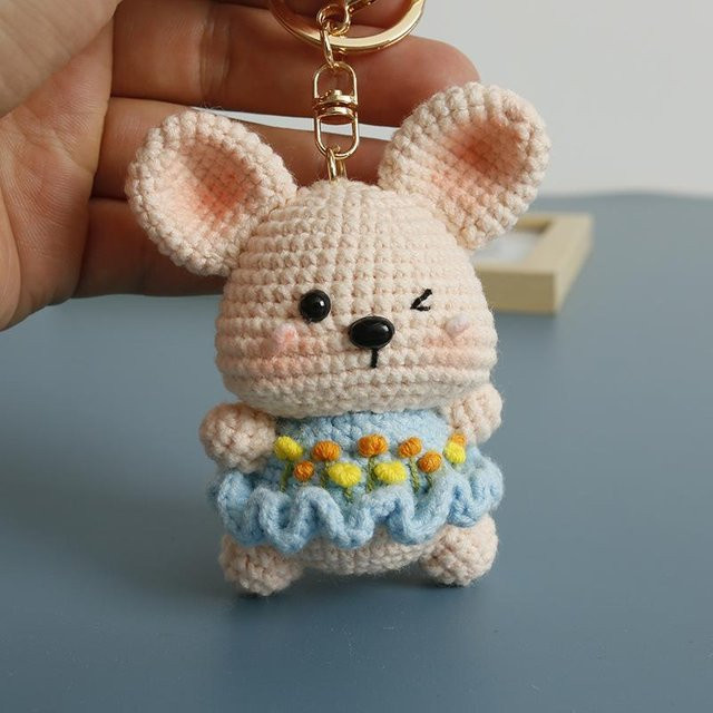 Linyi toy Schlüsselanhänger, Grüner Dinosaurier, Handgemacht, Unisex - Bild 1