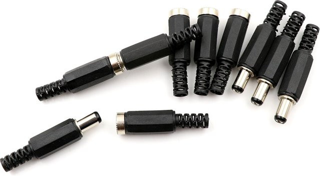 10er Set DC-Stromversorgung Panel Mount Stecker und Buchsen aus Kunststoff, Schwarz, 12V 3A - Bild 1
