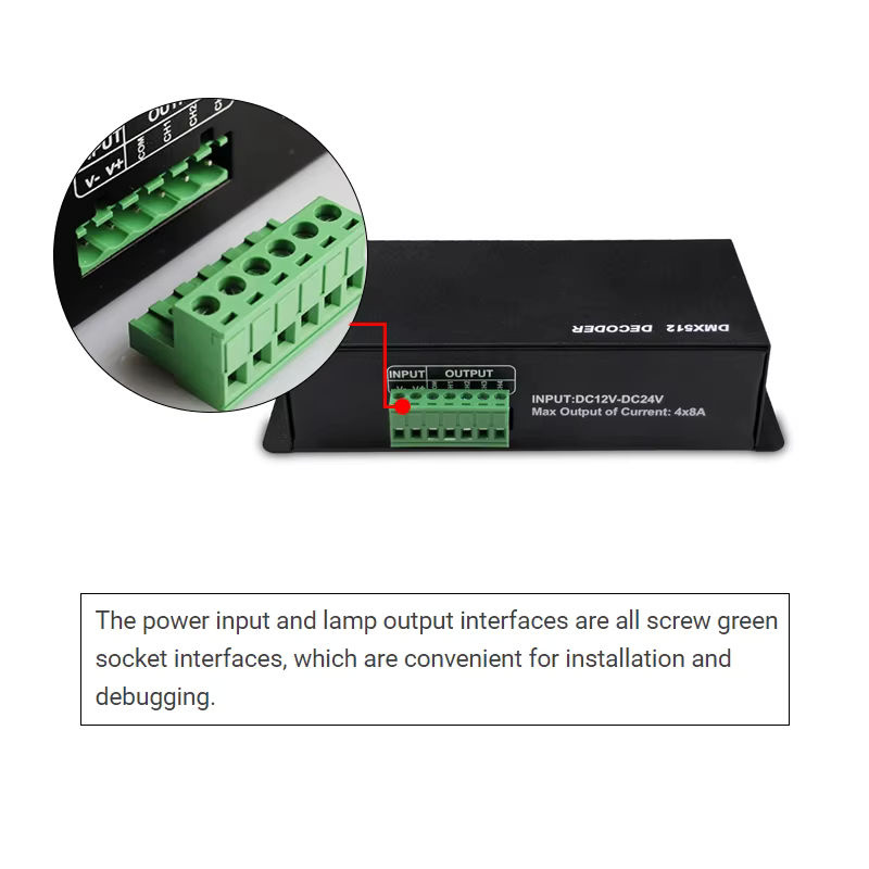 Lebeisenf DMX512 RGBW LED Decoder 4 Kanal Dimmer Controller für DC12V 24V mit XLR Stecker für LED Lichtstreifen und Bühnenanwendungen - Bild 4