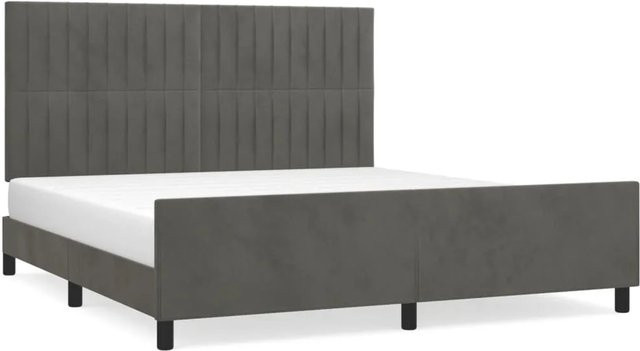 vidaXL Bettgestell mit Kopfteil aus Samt in Dunkelgrau, B/T/H: 180 x 200 x 128 cm - Bild 1