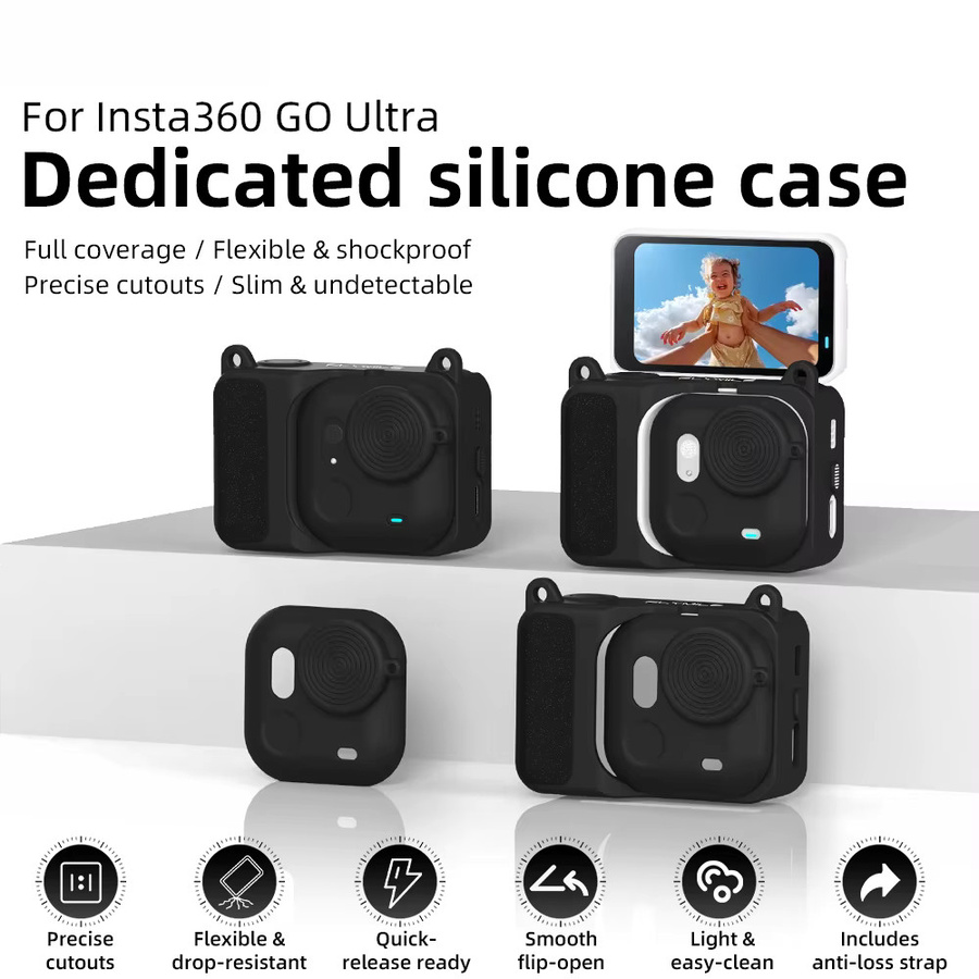 Insta360 GO Ultra Silikonhülle in Schwarz für Objektivschutz und Staubschutz der Actioncam - Bild 2