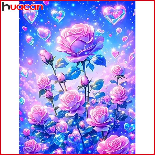 Huacan Diamond Painting Set Rosen-Herz Blumen Mosaik als handgemachtes Geschenk B/H: 30 x 20 cm - Bild 1