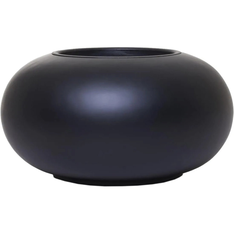Vivanno Blumentopf Viglia rund aus Fiberglas in Schwarz, B/T/H: 54 x 54 x 27 cm - Bild 2