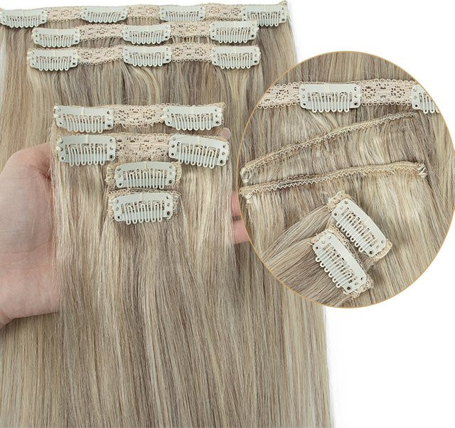 MRSHAIR Clip-in-Haarverlängerung Echthaar, blond, Unisex - Bild 1