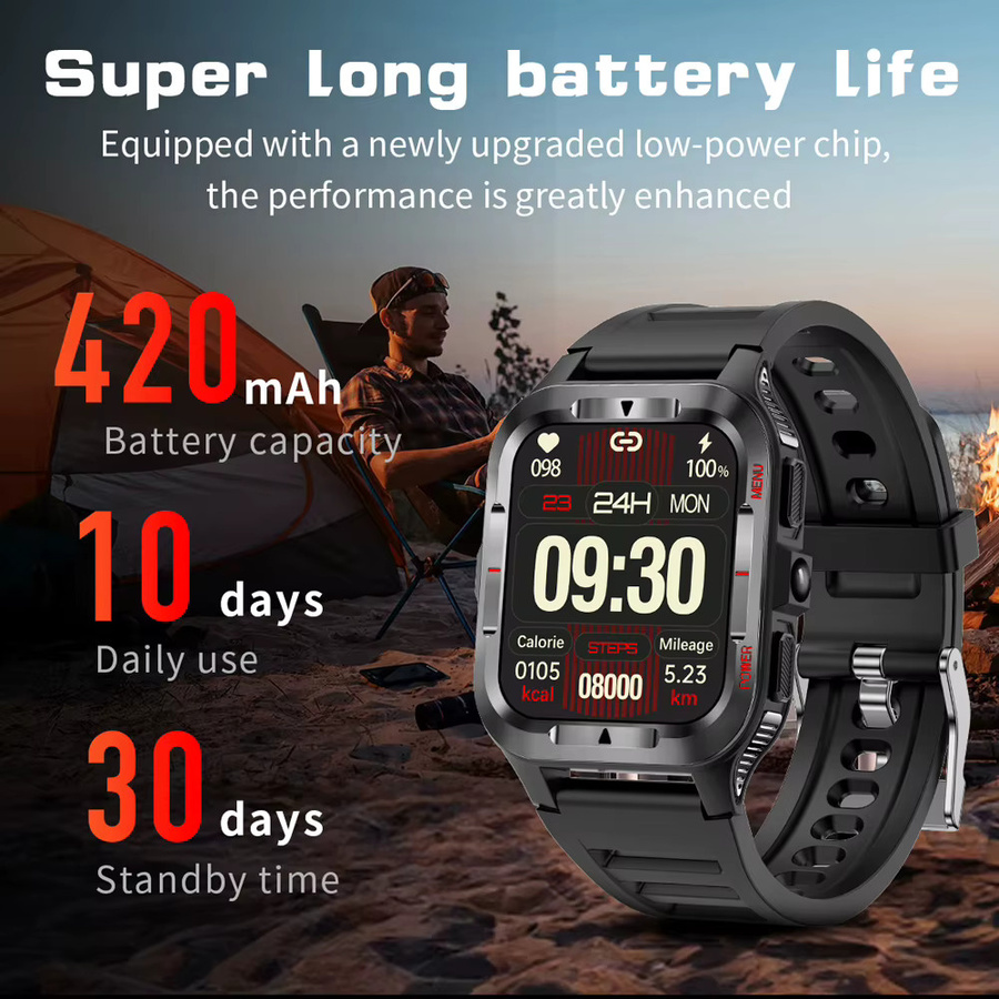 ChiBear Smartwatch, GPS, Bluetooth, Silikon, Schwarz, Herren - Bild 3