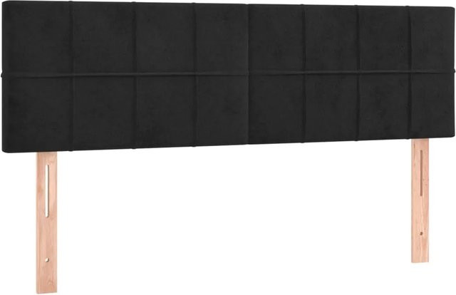 vidaXL LED Kopfteil in Schwarz aus Samt mit USB-Ladeport und integrierter Beleuchtung B: 144 cm, T: 5 cm, H: 78-88 cm - Bild 1