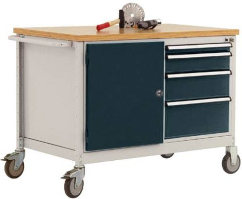 Manuflex TP1025.7016 Mobile Werkbank in Anthrazit aus Stahl und Holz - Bild 1