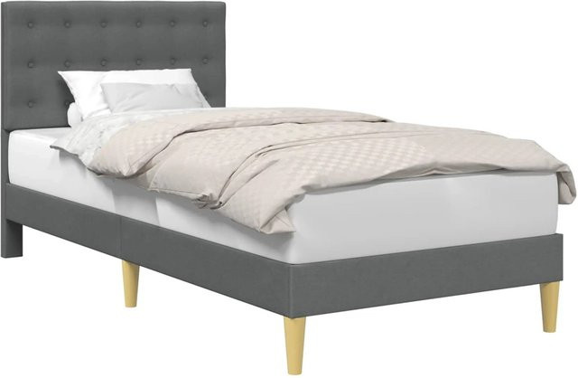 vidaXL Bettrahmen mit Kopfteil in Dunkelgrau aus Stoff und Sperrholz, B/H: 80 x 200 cm - Bild 1