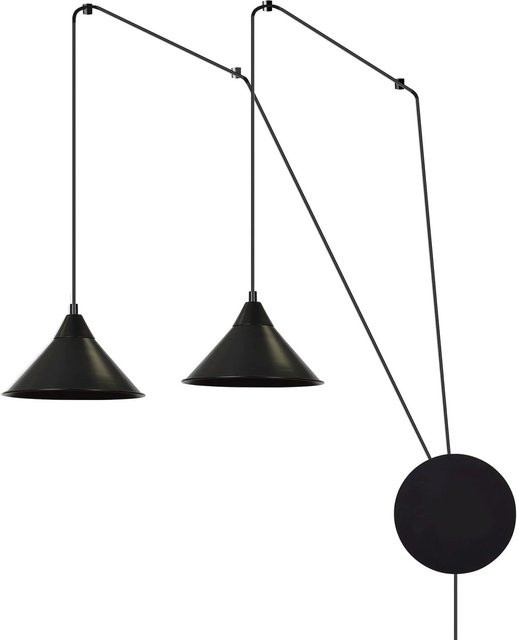 Licht-Erlebnisse Hängeleuchte aus Metall mit Kabel, Stecker und Schalter, 2x E27, Schwarz - Bild 1