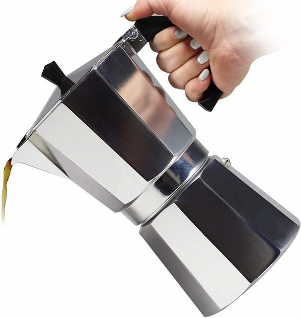 RSCHEF Mokkakanne aus Aluminium in Silber, achteckige Kaffeekanne - Bild 1