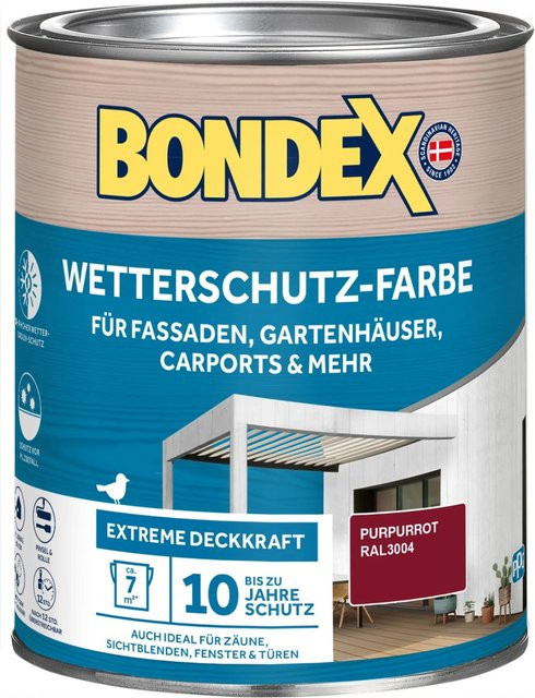 Bondex Wetterschutz-Farbe für Holz in RAL 3004 Purpurrot, 0,75 l - Bild 1