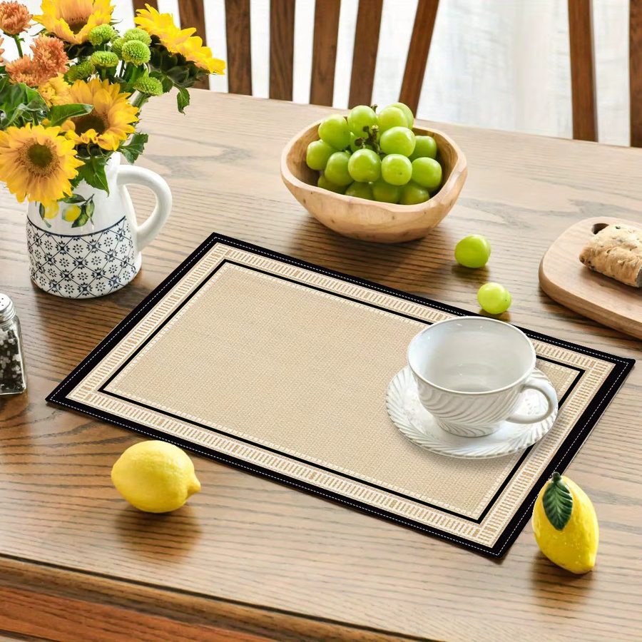 VIKAMA Tischsets in Beige, minimalistisches geometrisches Design, rechteckig, 4 oder 6 Stück im Set - Bild 2