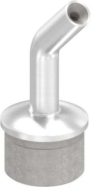 FeNau Rohrabschlussstopfen aus V2A Edelstahl in Silber für Rohr 42,4 x 2,0 mm mit Stift, 135 Grad und M6 Gewinde - Bild 1