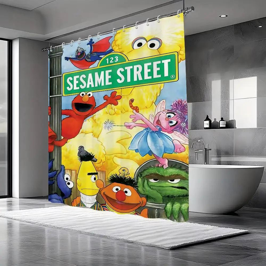 Sesamstraße Duschvorhang für Kinder, Mehrfarbig, Polyester, B/H: 180 x 180 cm - Bild 4