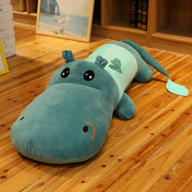 YESFEIER Nilpferd Plüschtier, dunkelblau, 120cm - Bild 1