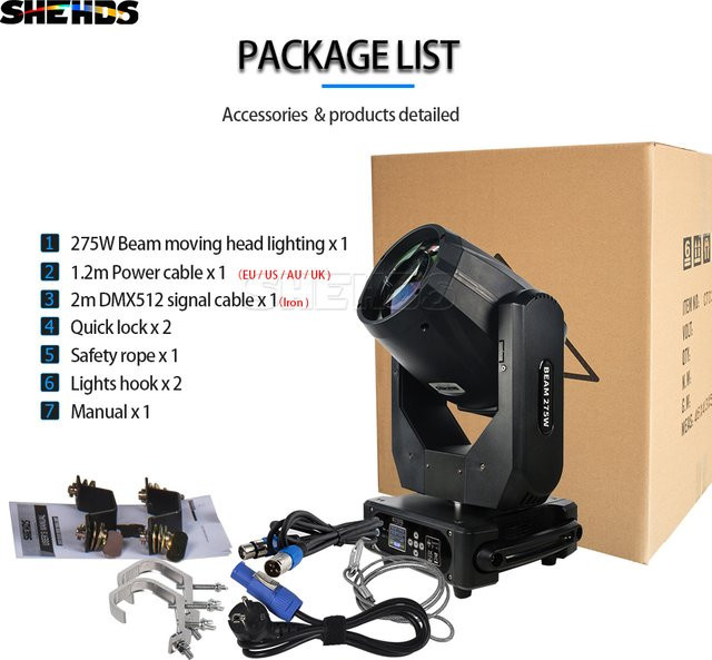 SHEHDS Beam 275W 10R Moving Head LED Moving Head mit Frosteffekt in Schwarz und Multicolour RGB - Bild 1