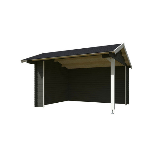 Lasita Gartenhaus Kirian Blockbohlenhaus in Grau-Grün, B/H/T: 380 x 273,6 x 389,4 cm - Bild 2