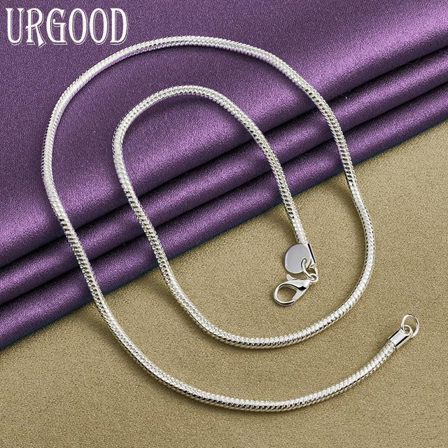 URGOOD Schlangenkette 925 Silber, 55 cm, black, Unisex - Bild 1